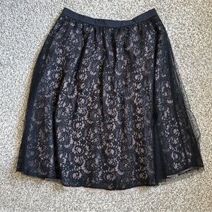 Express Black Lace Midi Skirt Formal High Mid Rise Office Neutral 10 Holiday